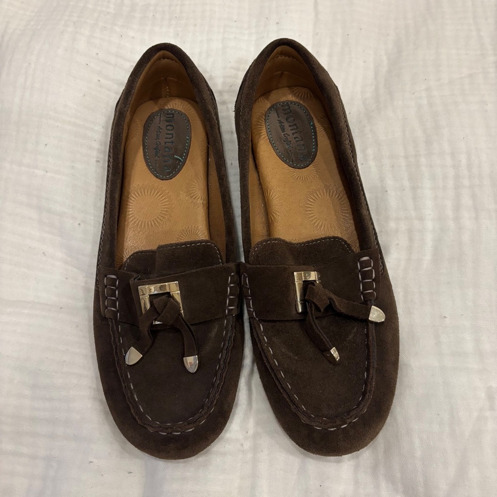Montana Artisan Crafted Brown Suede Cynthia Loafers Driving Mocs 8.5M